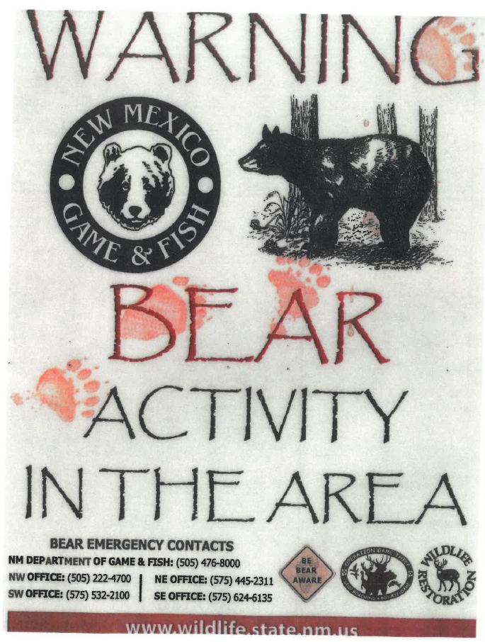 Bear Activity 7.19.23 notice